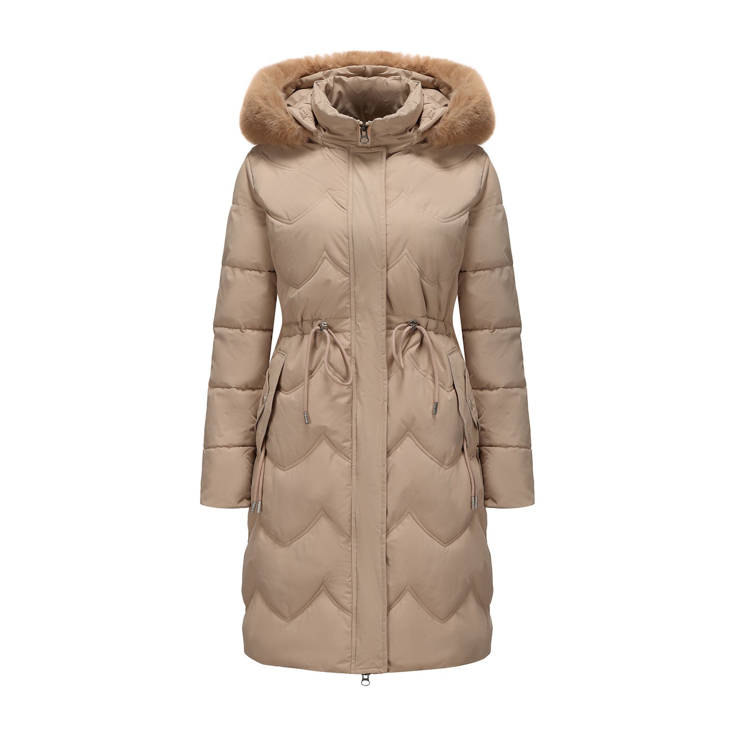Women's Faux Fur Collar Padded Coat | Mid-Length Winter Coat