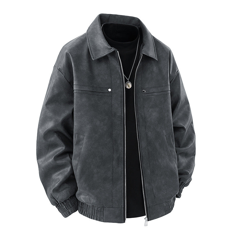 Men's Slim Fit Lapel Jacket | Casual Polyester Coat with Patch Pockets – M to 3XL