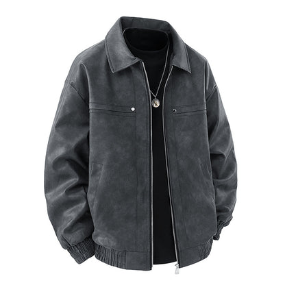 Men's Slim Fit Lapel Jacket | Casual Polyester Coat with Patch Pockets – M to 3XL