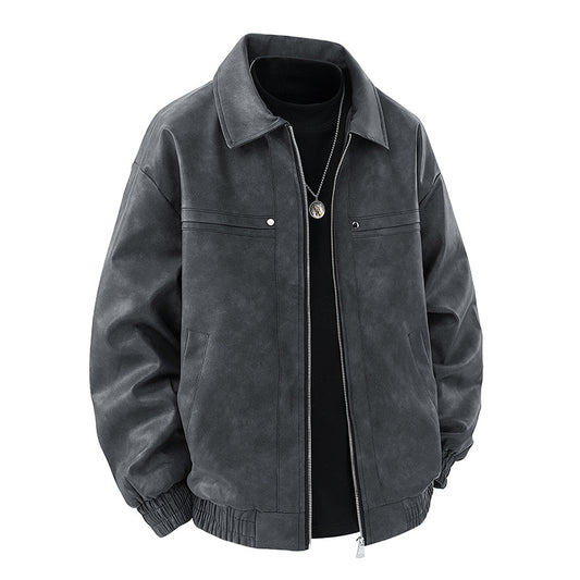 Men's Slim Fit Lapel Jacket | Casual Polyester Coat with Patch Pockets – M to 3XL