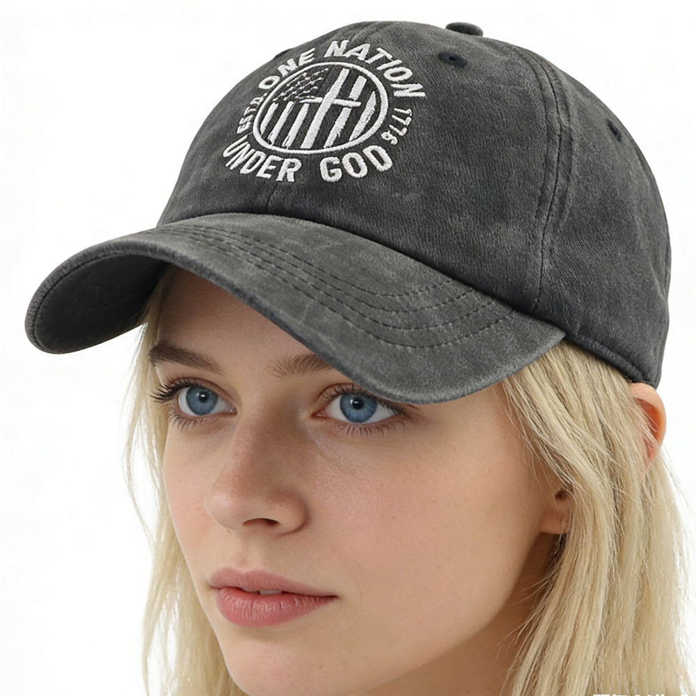 One Nation Under God Embroidered Baseball Cap | Adjustable Unisex Cotton Hat