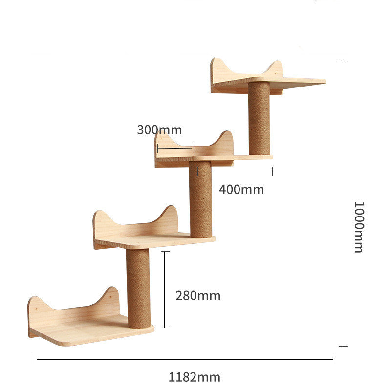 Modular Wall-Mounted Cat Climbing Frame – Solid Wood Shelves & Platforms