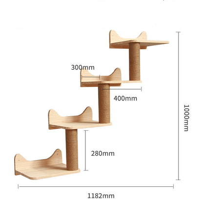 Modular Wall-Mounted Cat Climbing Frame – Solid Wood Shelves & Platforms