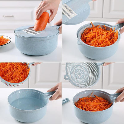 8-in-1 Mandoline Slicer Set — Multi-Blade Vegetable Slicer, Grater & Cutter with Container