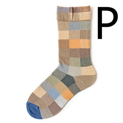 Men's Jacquard Cotton Retro Socks – Novelty Patterned One-Size Socks 19 Designs