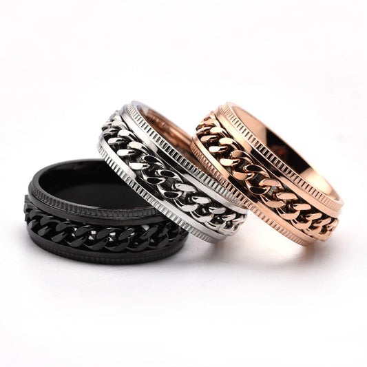 Men's Stainless Steel Spinner Fidget Ring