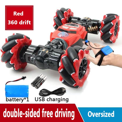 RC Stunt Twist Car - One-Key Deformation Special Effects Drift Rechargeable Blue Red