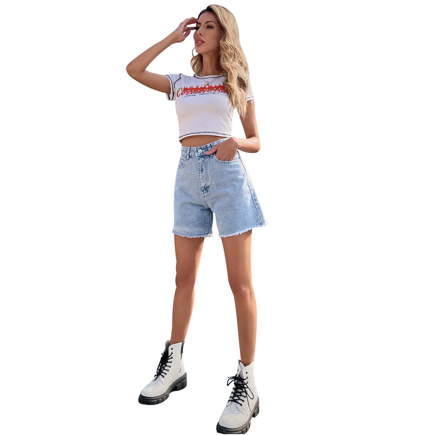 Women's High-Waist Loose Denim Shorts | Straight Leg | 12 Colours