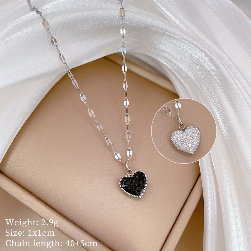 Double-Sided Heart Pendant Titanium Steel Necklace