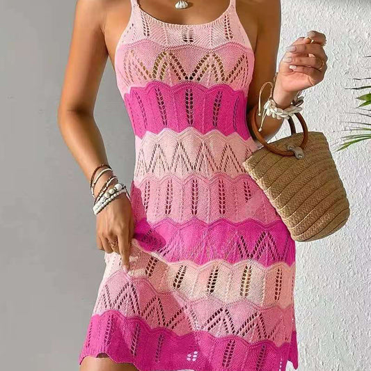 Women's Colour-Block Knitted Midi Dress
