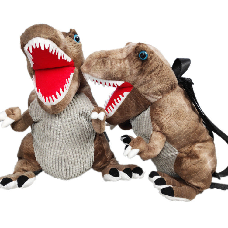 Kids' Plush Dinosaur Backpack – Soft Stuffed Cartoon School & Play Bag