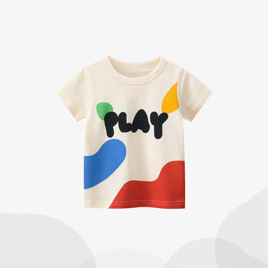 Girls Cartoon Print Cotton T-Shirt – Short Sleeve Summer Top