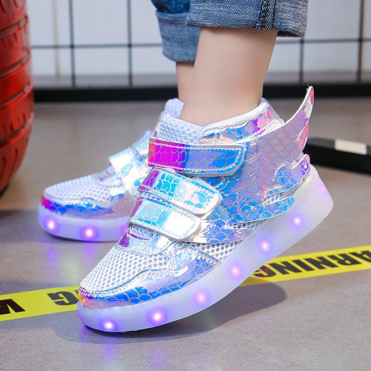 Light-Up Glitter Trainers – USB Rechargeable, EU 24–47