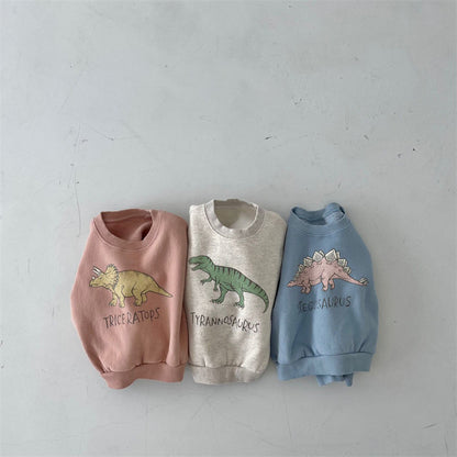 Kids Dinosaur Fleece Pullover Sweater – Soft Cotton Top