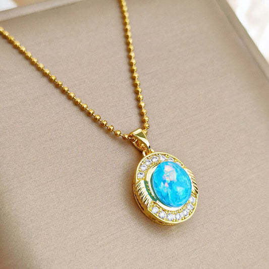 Women's 18K Gold-Plated Bead Chain Necklace | Geometric Starry Sky