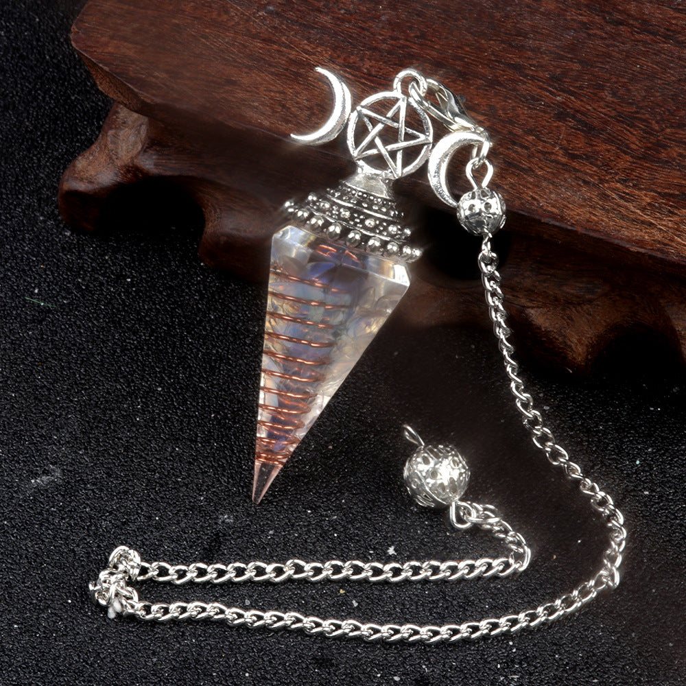Hexagonal Pyramid Crystal Gemstone Pendant Necklace