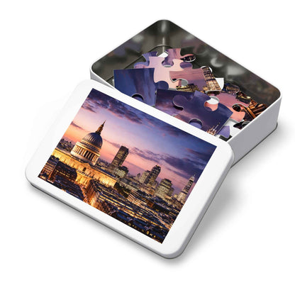London Skyline Jigsaw Puzzle with Tin – Sunset Cityscape Gift