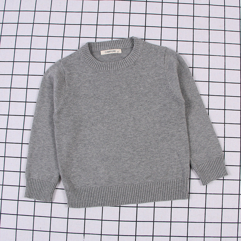Children's Solid Colour Knitted Cotton Pullover Sweater | Boys & Girls | Age 12M-8Y