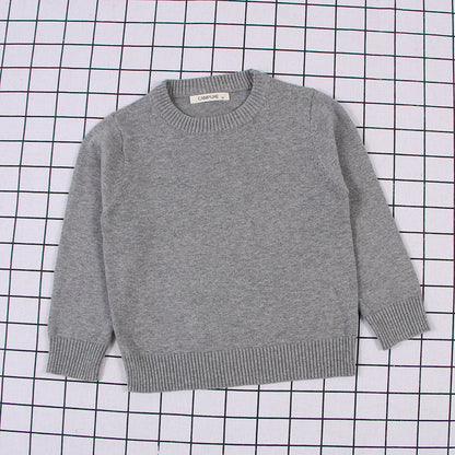 Children's Solid Colour Knitted Cotton Pullover Sweater | Boys & Girls | Age 12M-8Y