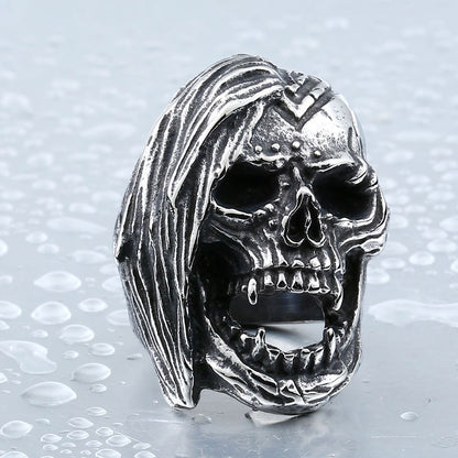 Men's Titanium Steel Engraved Skull Ring – Overbearing Punk Personality Band