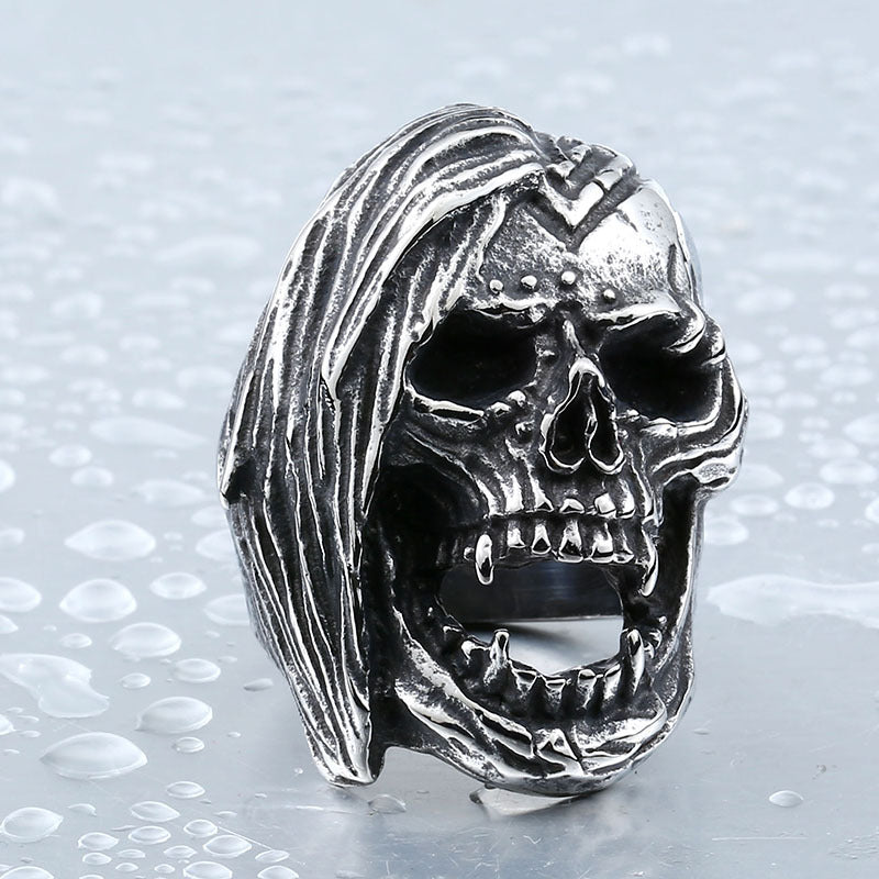 Men's Titanium Steel Engraved Skull Ring – Overbearing Punk Personality Band