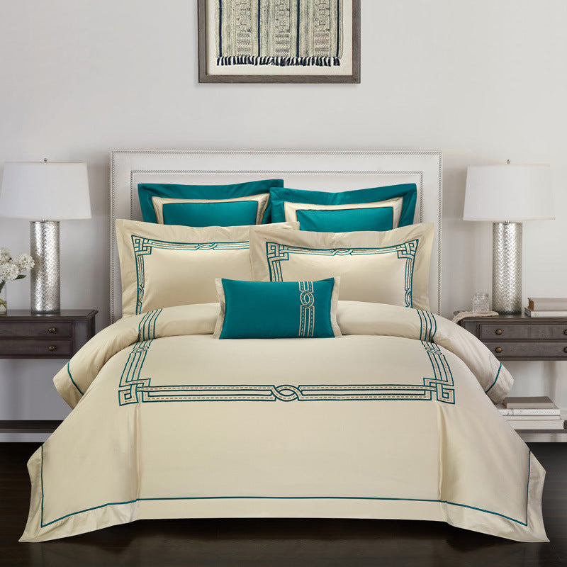 100% Cotton Satin Embroidered Bedding Set | 4 Piece | 5 Patterns