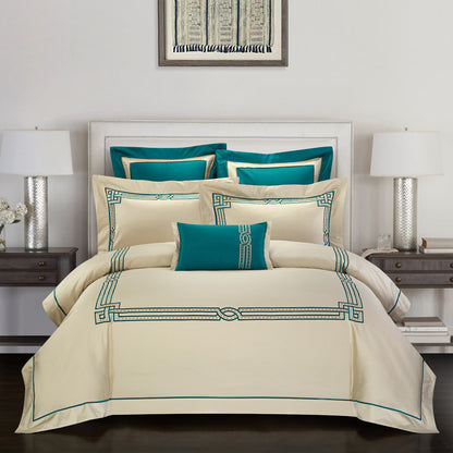 100% Cotton Satin Embroidered Bedding Set | 4 Piece | 5 Patterns