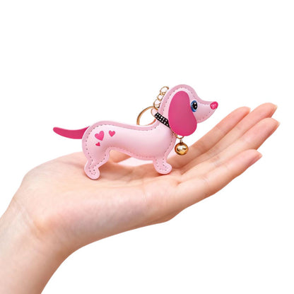 PU Leather Dachshund Bag Keychain | Mini Pouch Charm | 5 Colours