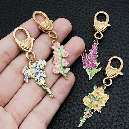 Oil Spot Glaze Flower Bouquet Keyring | Sunflower & Carnation