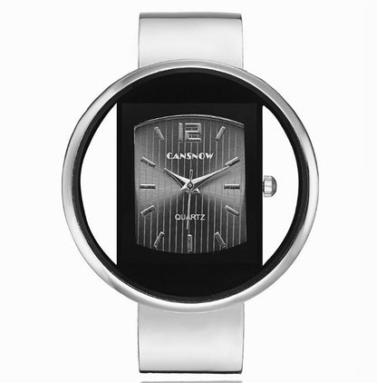 Women's Cuff Bangle Quartz Bracelet Watch | Adjustable Steel Band Dress Watch in 8 Finishes