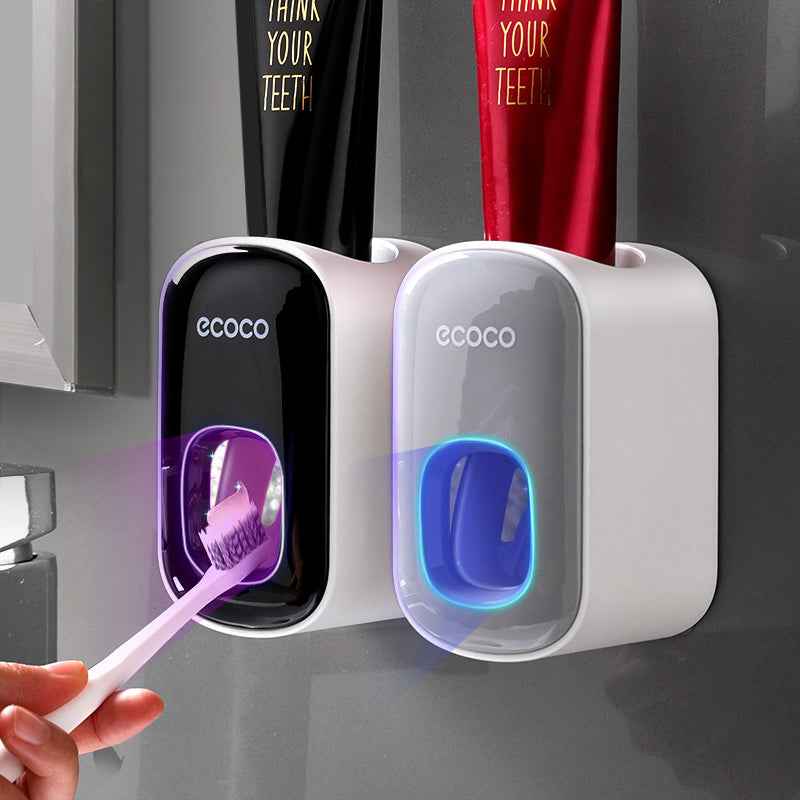 Wall-Mounted Automatic Toothpaste Dispenser & Toothbrush Holder Set