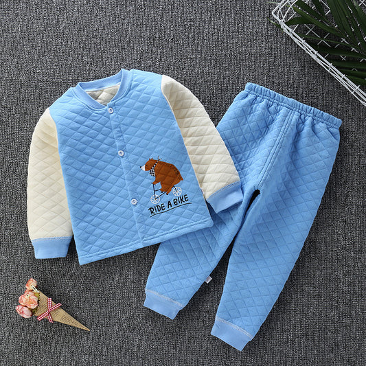 Children's Three-Layer Thermal Underwear Set | Warm Unisex Pyjamas