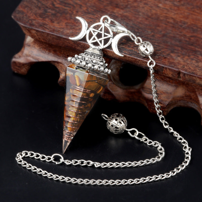 Hexagonal Pyramid Crystal Gemstone Pendant Necklace
