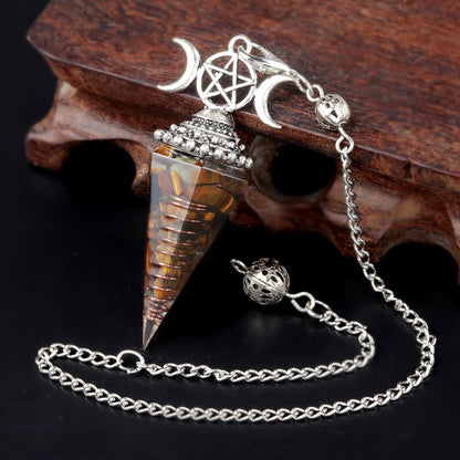 Hexagonal Pyramid Crystal Gemstone Pendant Necklace