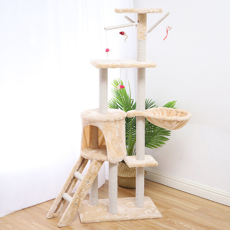 Large Cat Tree & Climbing Frame | Sisal & Plush | 140cm