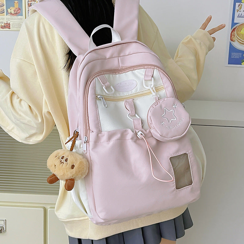 Girls Nylon School Backpack – 5 Colours, Standard & Pendant