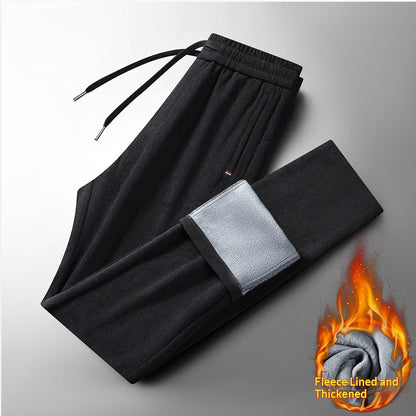 Men's Fleece-Lined Slim-Fit Trousers – Warm Winter Pants