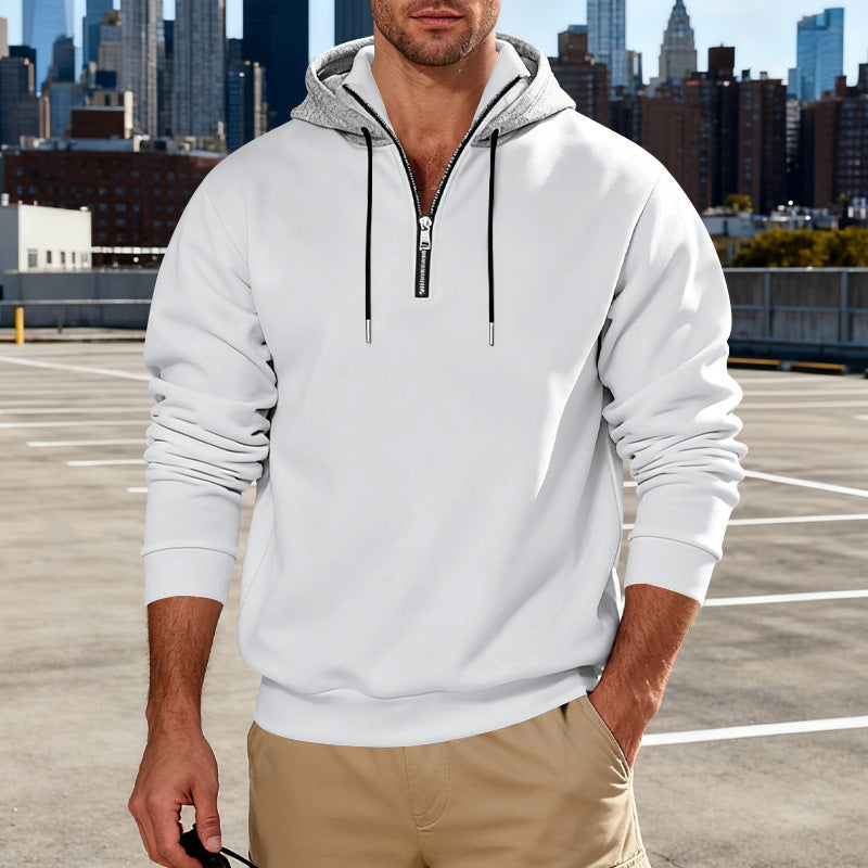 Men's Stand Collar Fleece-Lined Hoodie – Loose Fit Pullover | 8 Colours | Sizes S–3XL