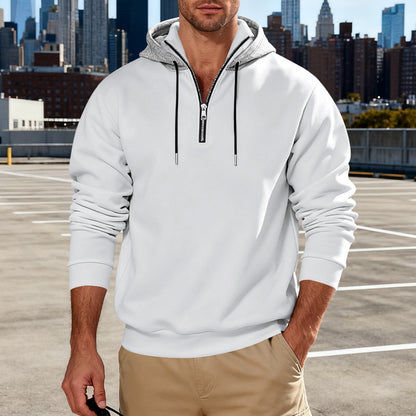 Men's Stand Collar Fleece-Lined Hoodie – Loose Fit Pullover | 8 Colours | Sizes S–3XL