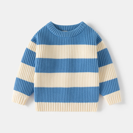 Children's Striped Knit Pullover Sweater | Warm Kids Knitwear