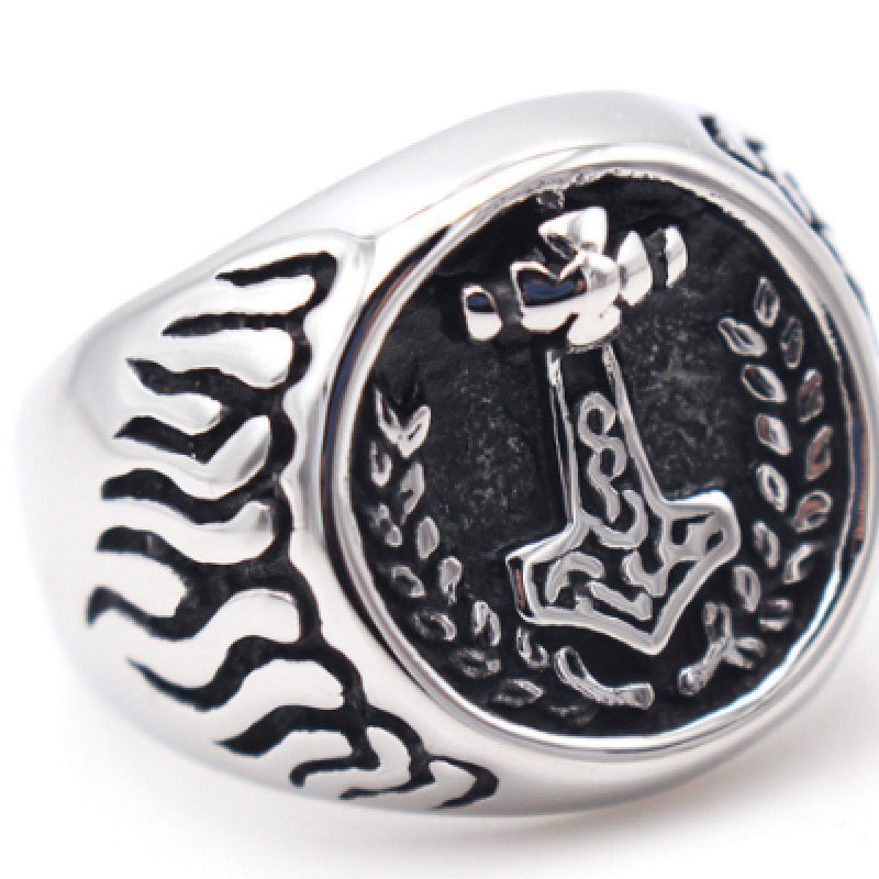 Unisex Alloy Flame & Wheat Ring – Silver Electroplated Boho Statement Band