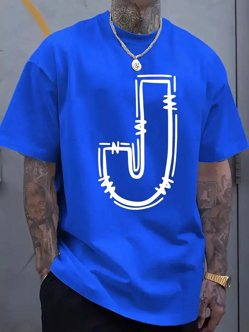 Men's Printed Crew-Neck T-Shirt - Short Sleeve Cotton Graphic Tee 5 Styles