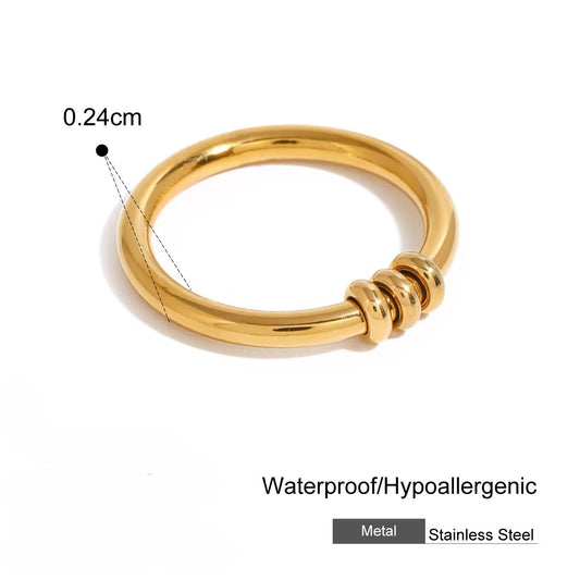 18K Gold Titanium Steel Geometric Joint Ring
