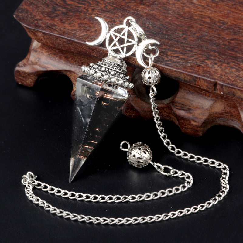 Hexagonal Pyramid Crystal Gemstone Pendant Necklace