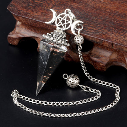 Hexagonal Pyramid Crystal Gemstone Pendant Necklace