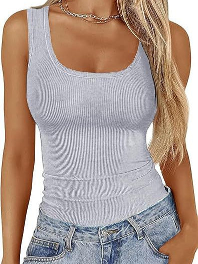 Women's Slim Fit Square Neck Sleeveless Vest Top | 8 Colours | S–2XL