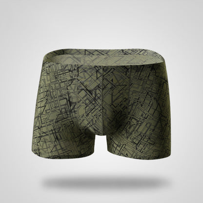 Men's Ice Silk Nylon Boxer Briefs – Mid-Waist Spandex Crotch Lining