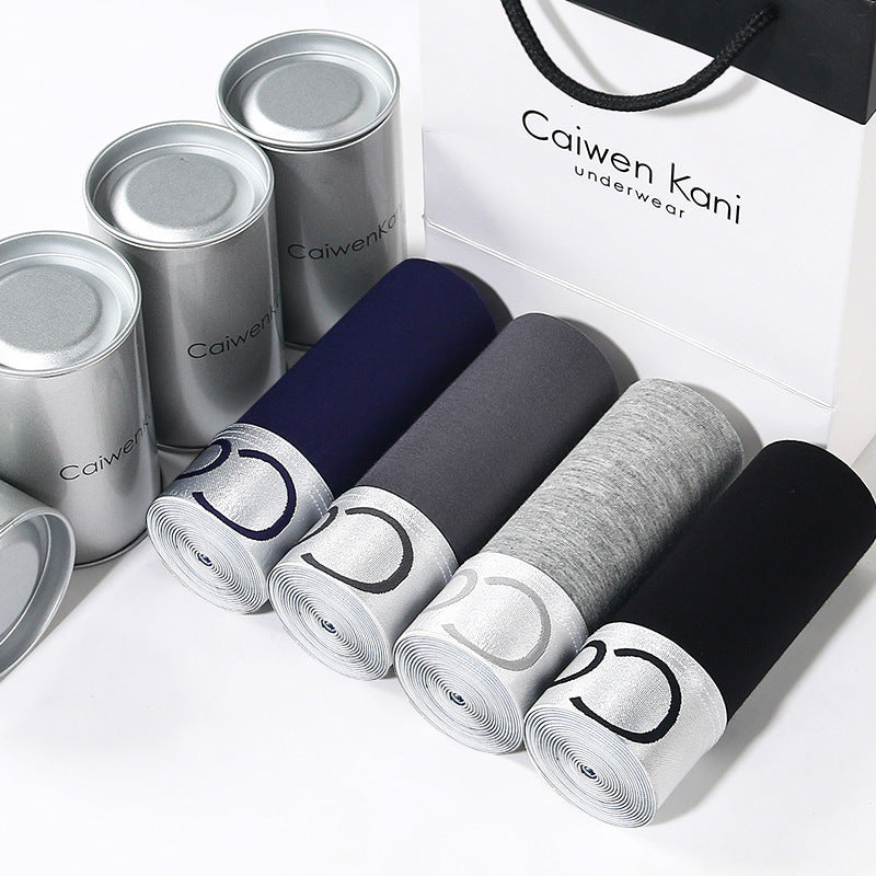 Men's Cotton Boxer Shorts 4-Pack Gift Set | Breathable Mid-Rise Boxers