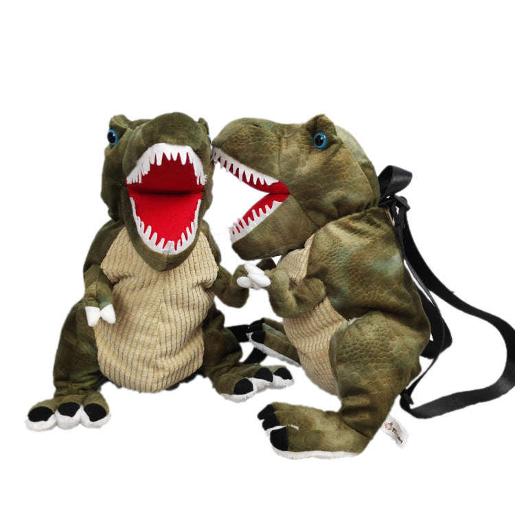 Kids' Plush Dinosaur Backpack – Soft Stuffed Cartoon School & Play Bag