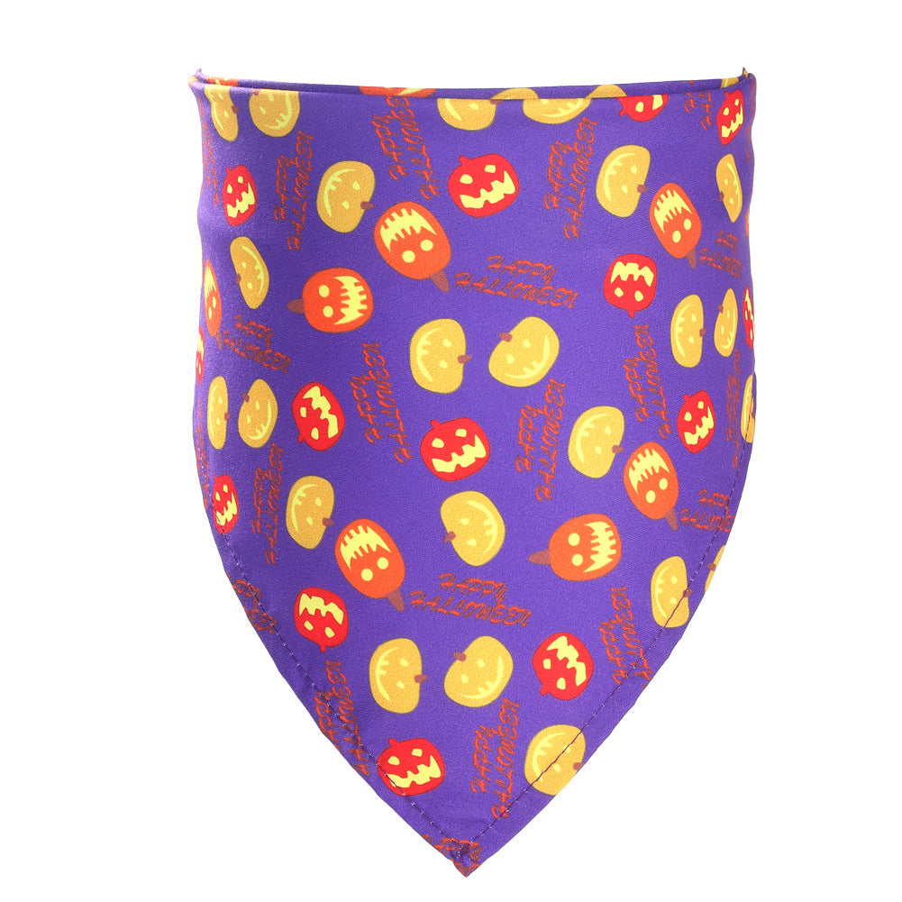 Halloween Pet Bandana – Spooky Dog & Cat Triangular Scarf | 7 Designs
